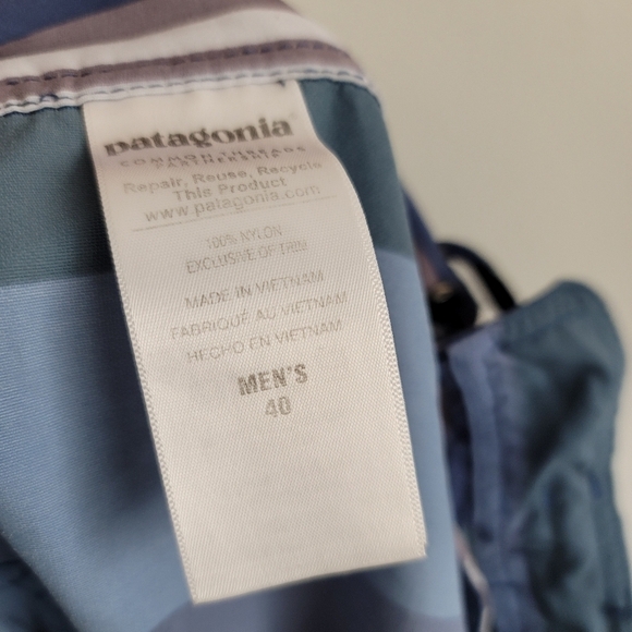 Patagonia Men 40 Blue Stripe Wavefarer Board Shorts Swim Trunks STY86580 - Picture 10 of 11